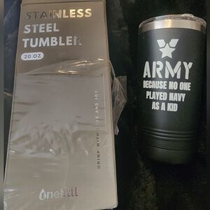 "Army, because no one played Navy as a kid" Stainless Steel 20oz Tumbler, NWT